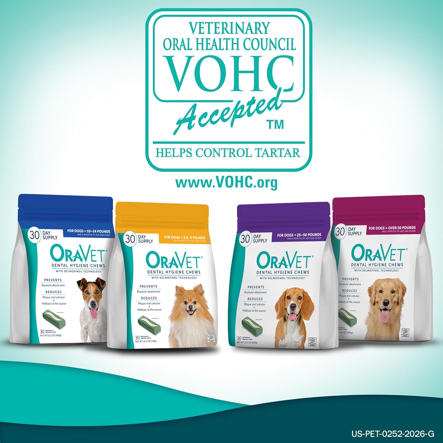 ORAVET Dental Chews for Dogs, Oral Care and Hygiene Chews (Small Dogs, 10-24 lbs.) Blue Pouch, 30 Count | VOHC-accepted dual-action chew reduces plaque & tartar, freshens breath barrier vet-recommended