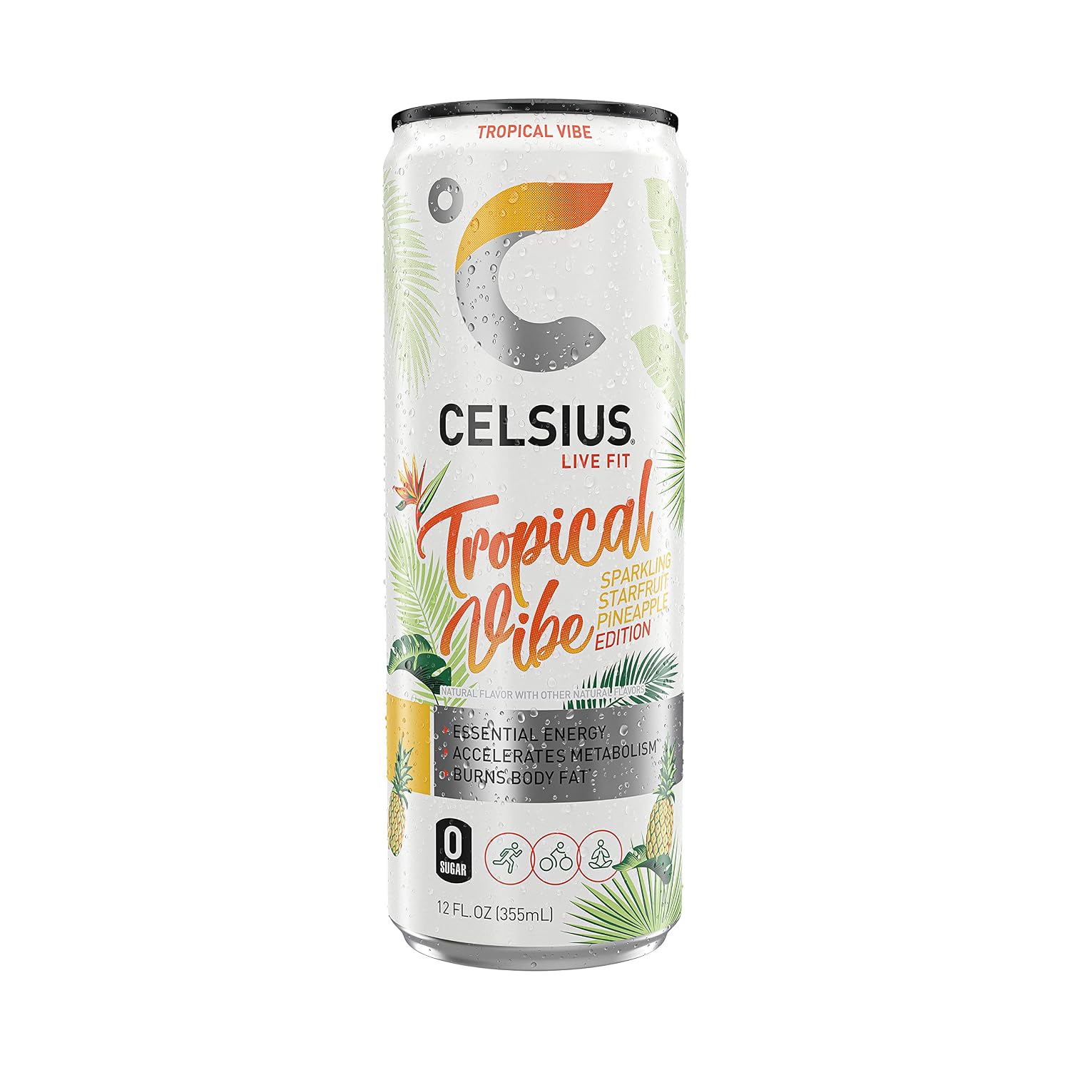 CELSIUS Sparkling Orange, Sugar Free Energy Drink, 12 Fl Oz (Pack of 4)