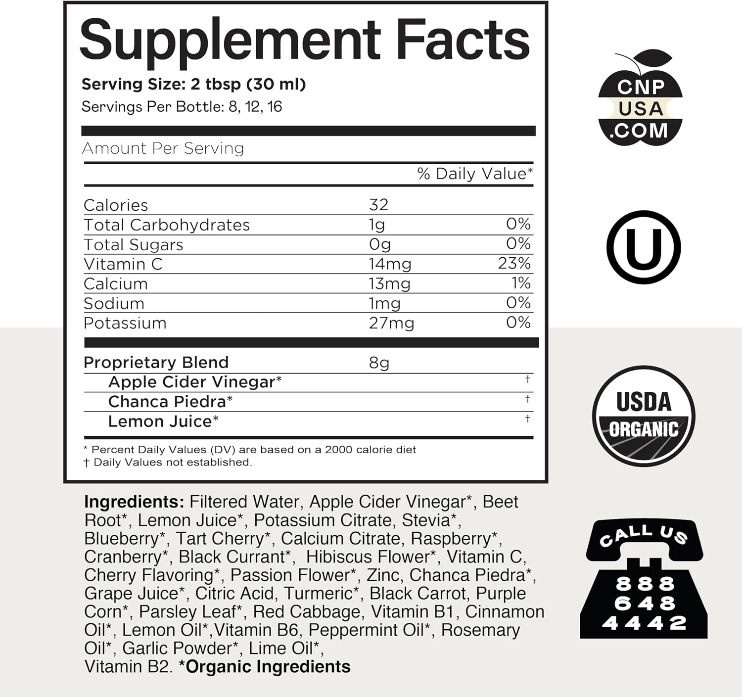 CNP | Kidney Complete Liquid 16oz - ACV, Lemon, Chanca Piedra Cleanse Aid | Kidney support liquid with apple cider vinegar, lemon and organic chanca piedra for daily cleanse and detox routines