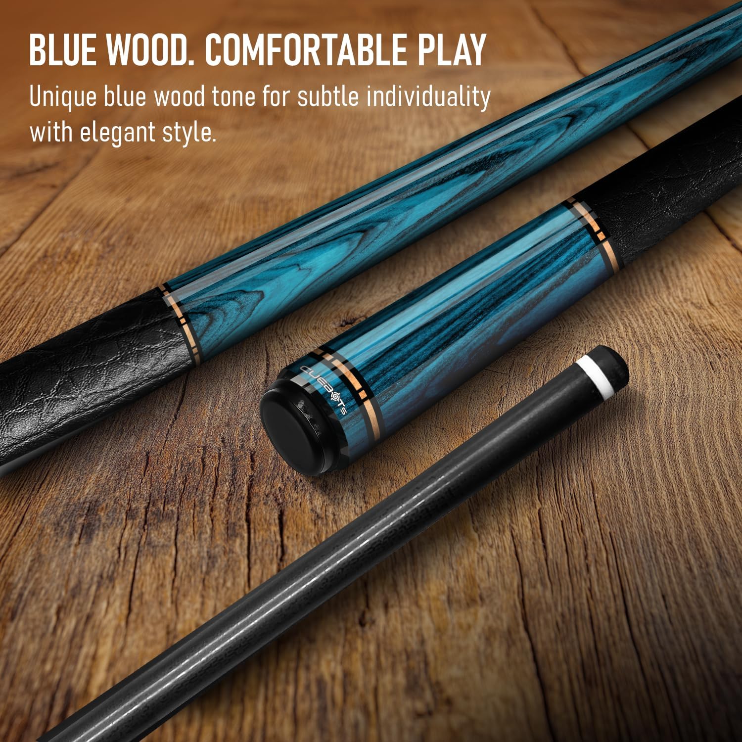 CUEBOTS Glass Fiber Cue, Glass Fiber House Cue Stick, Club Cue, Cue for Beginners, Durable Uni-QR, 3/8-10, 5/16-18 Joint, Long Lasting Glassfiber Shaft, 7-Layer Microfiber Tip