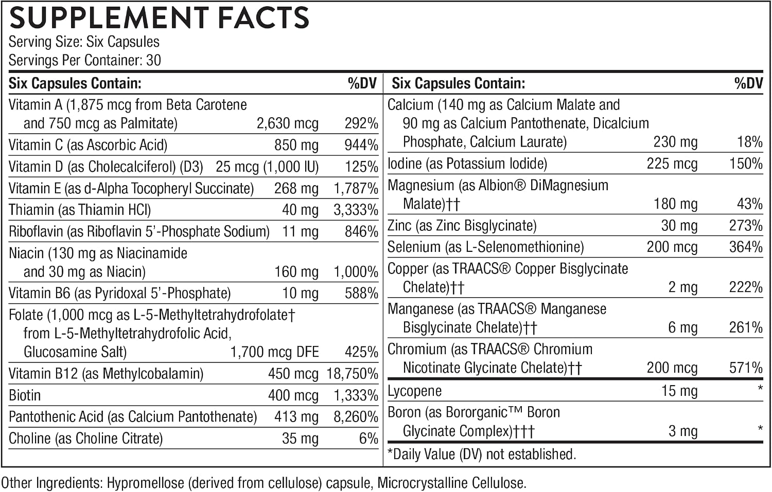 THORNE Men's Multi 50+, Comprehensive Daily Multi-Vitamin, 180 Capsules
