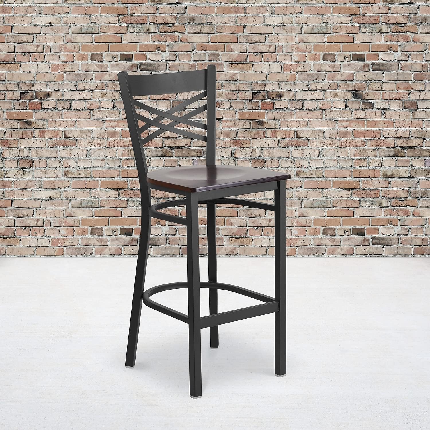 Flash Furniture Hercules Metal Restaurant Barstool, Black | X Back Style, Vinyl Upholstery, Durable Construction, Commercial Use