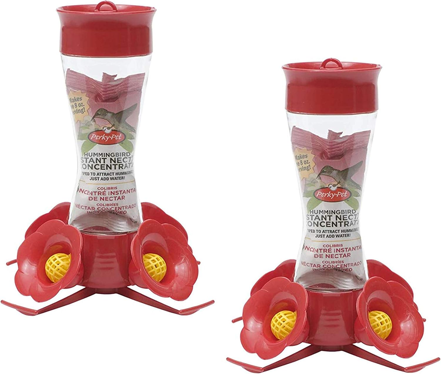 Perky Pet 203CPBN 8 Oz Clear Glass Hummingbird Feeder Set of 2