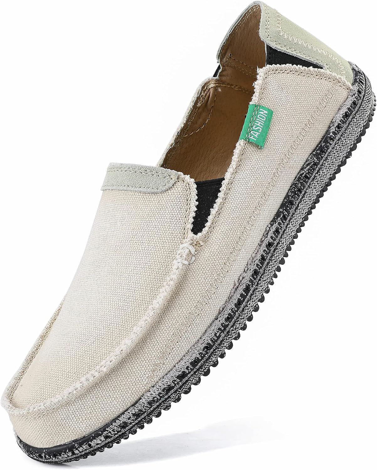VILOCY Mens Slip on Deck Shoes Casual Canvas Loafers Beach Boat Shoes Zero Drop Vintage Flat