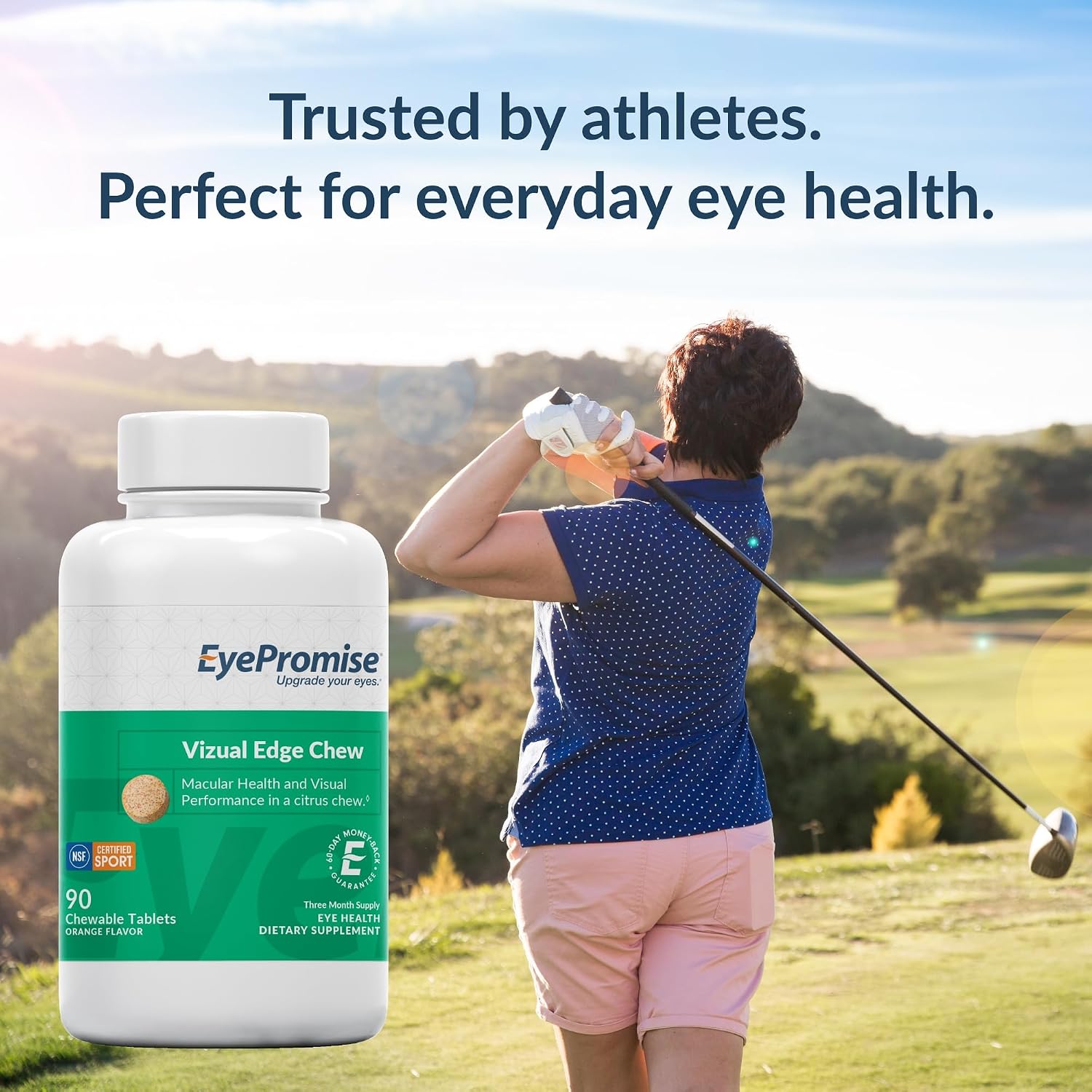 EyePromise Vizual Edge Eye Supplements, 30 Chewable Tablets, Citrus Flavor | Eye Vitamins for Macular Support & Enhanced Visual Performance with Zinc, Lutein and Zeaxanthin (Packaging May Vary)