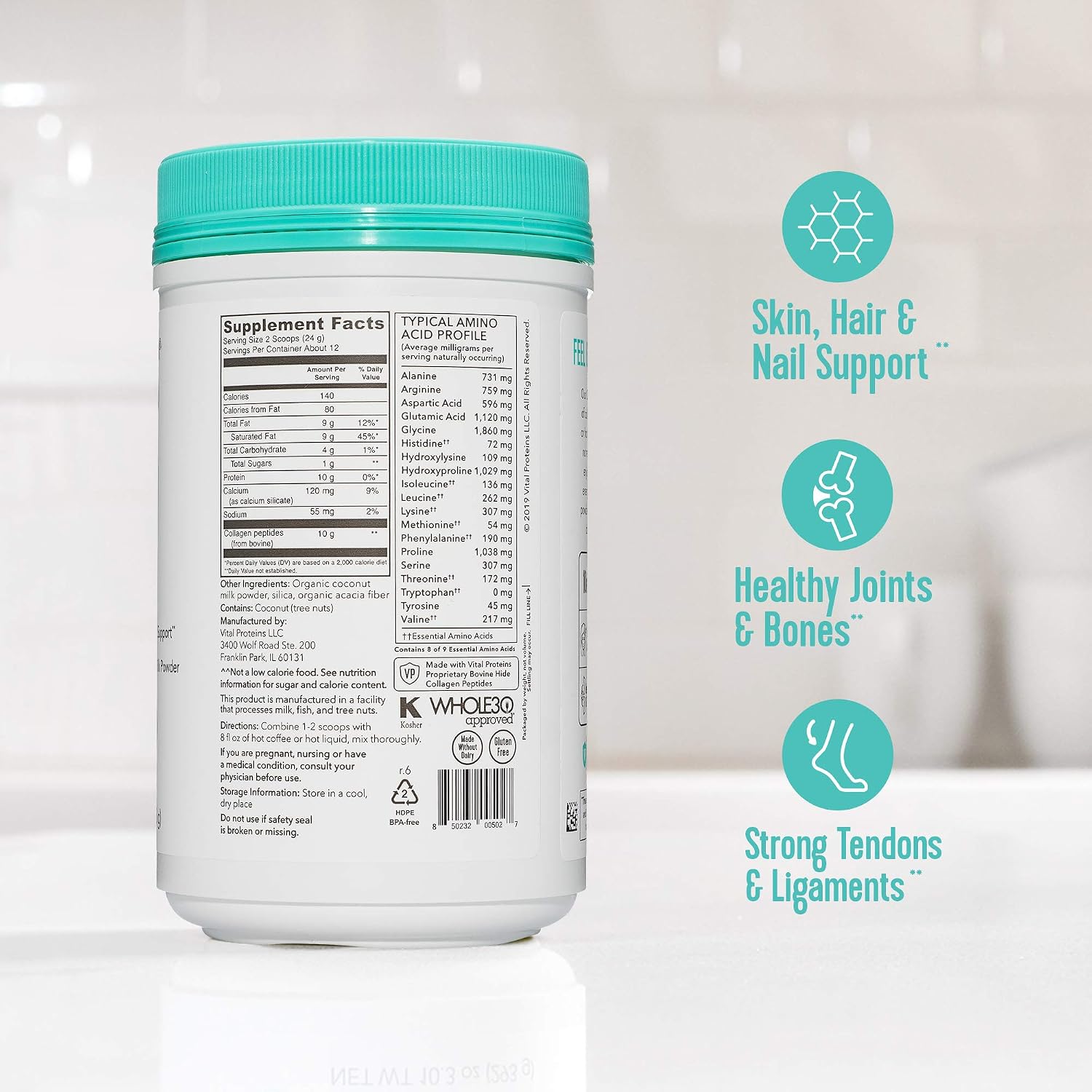 Vital Proteins Collagen Peptides Powder, Vanilla, 10.6oz | Collagen Coffee Creamer, Supports Hair Skin & Nails, Vanilla Flavor, Daily Coffee Add-In, 12 Servings