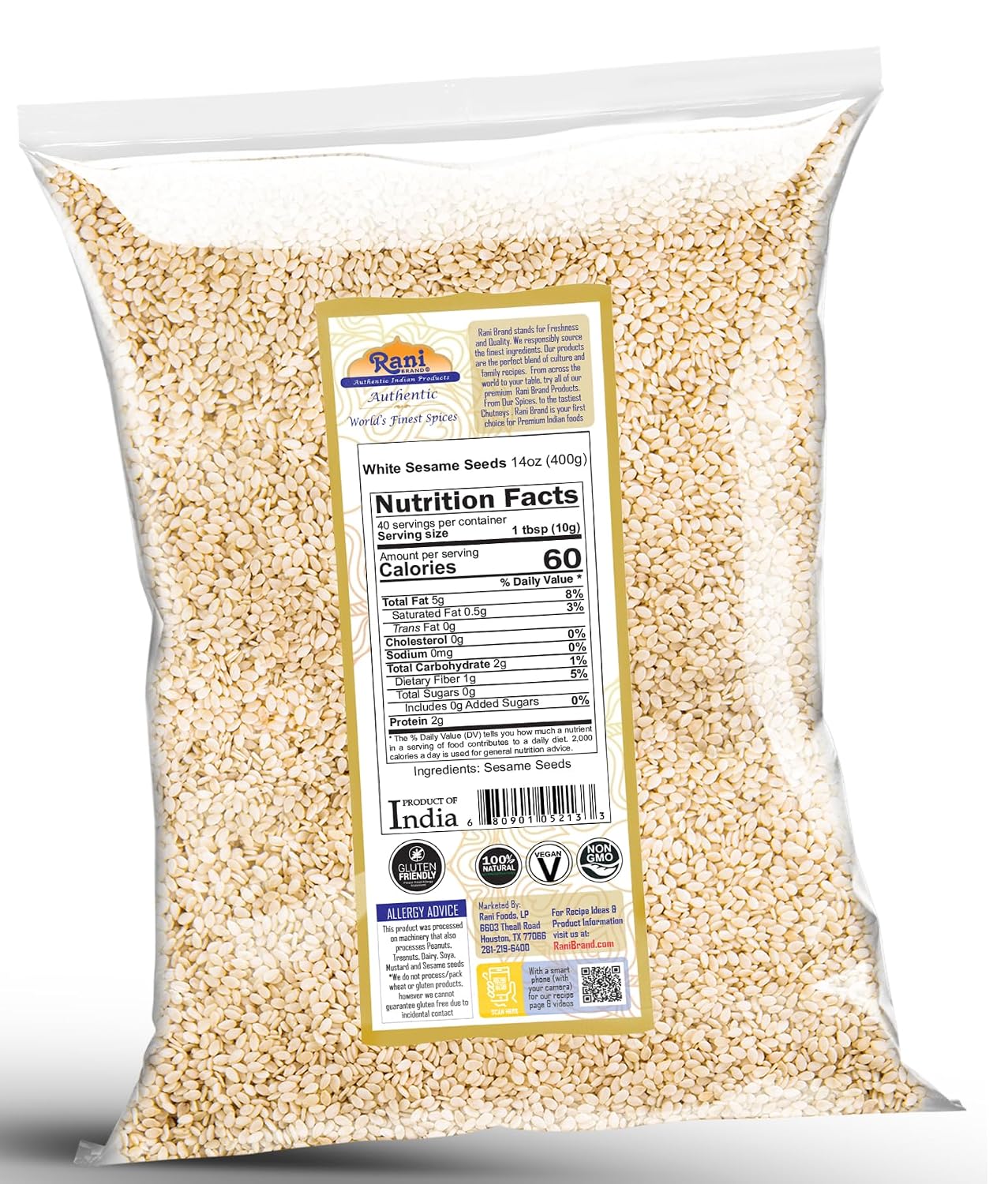 Rani Sesame Seeds Whole Brown, Raw (Till) 28oz (800gm) ~ All Natural | Gluten Friendly | NON-GMO | Vegan | Indian Origin