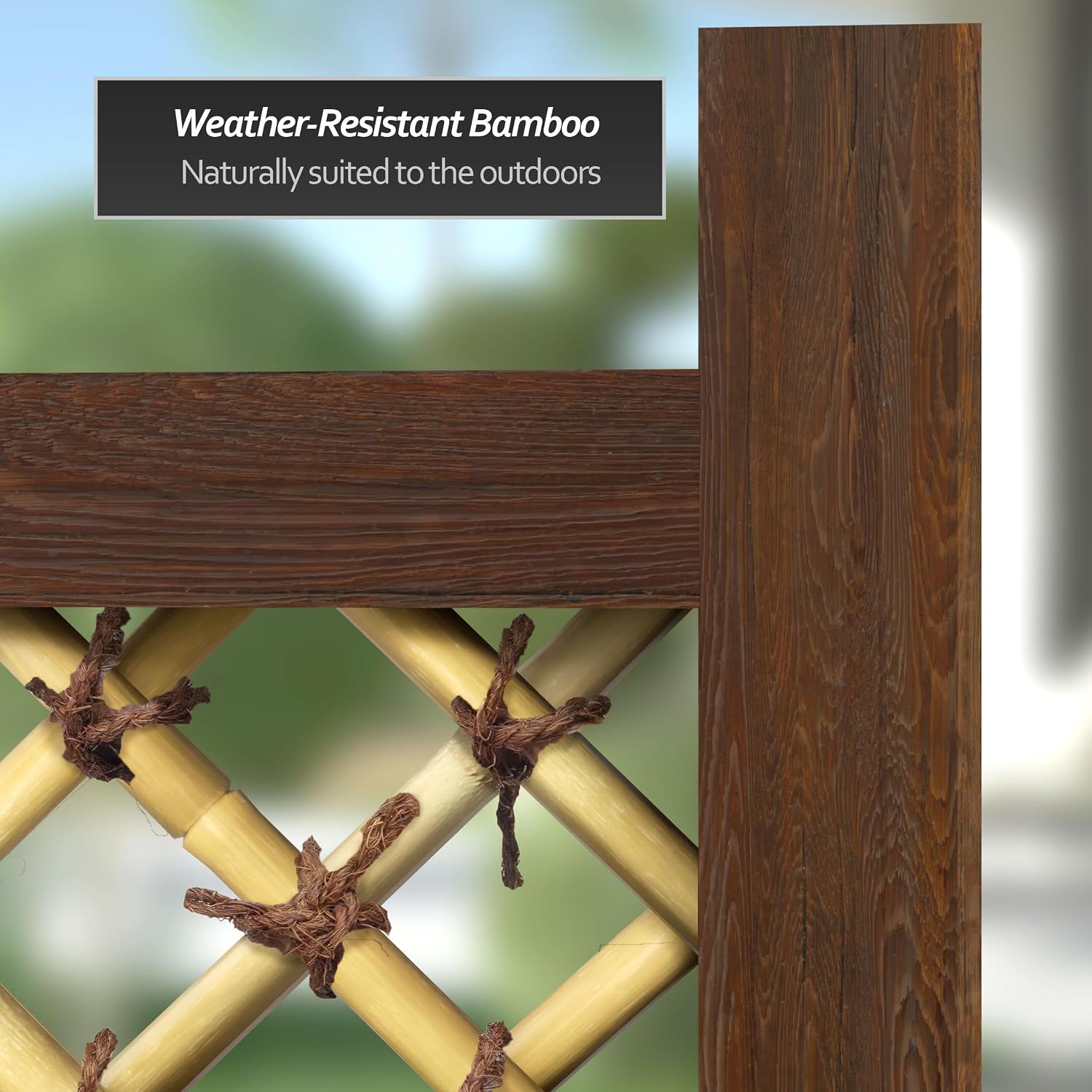 Red Lantern 4 x 1.5 ft. Japanese Bamboo Kumo Fence Panel, 4ft. x 2ft, Brown
