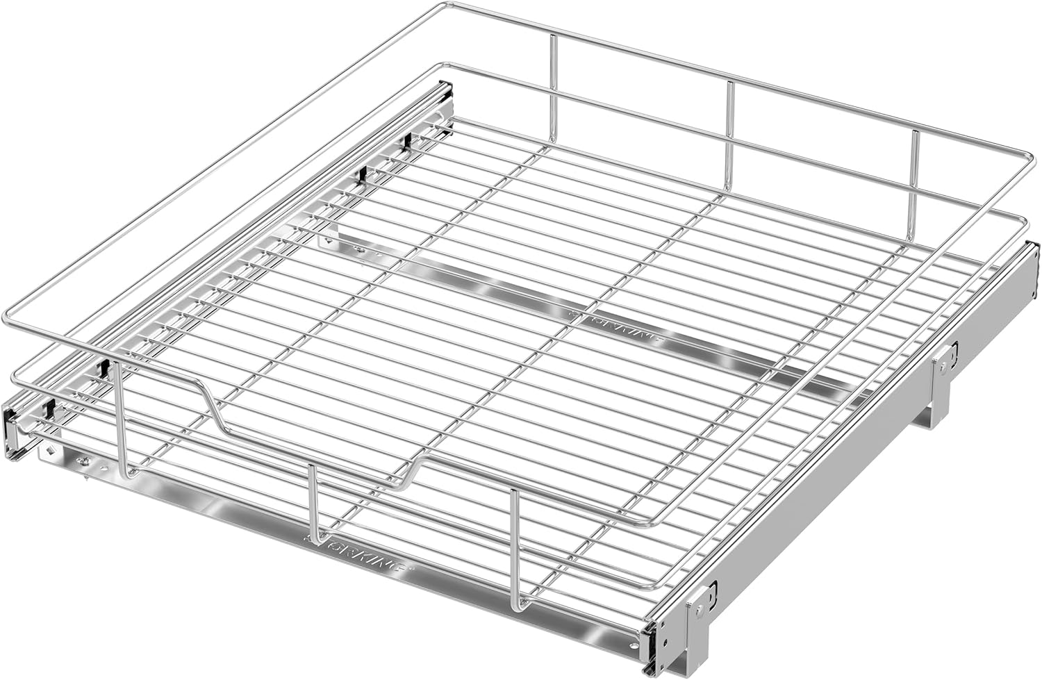 2 Tier Pull Out Cabinet Organizer 11" W X 22" D, Chromed, Full Slide Out
