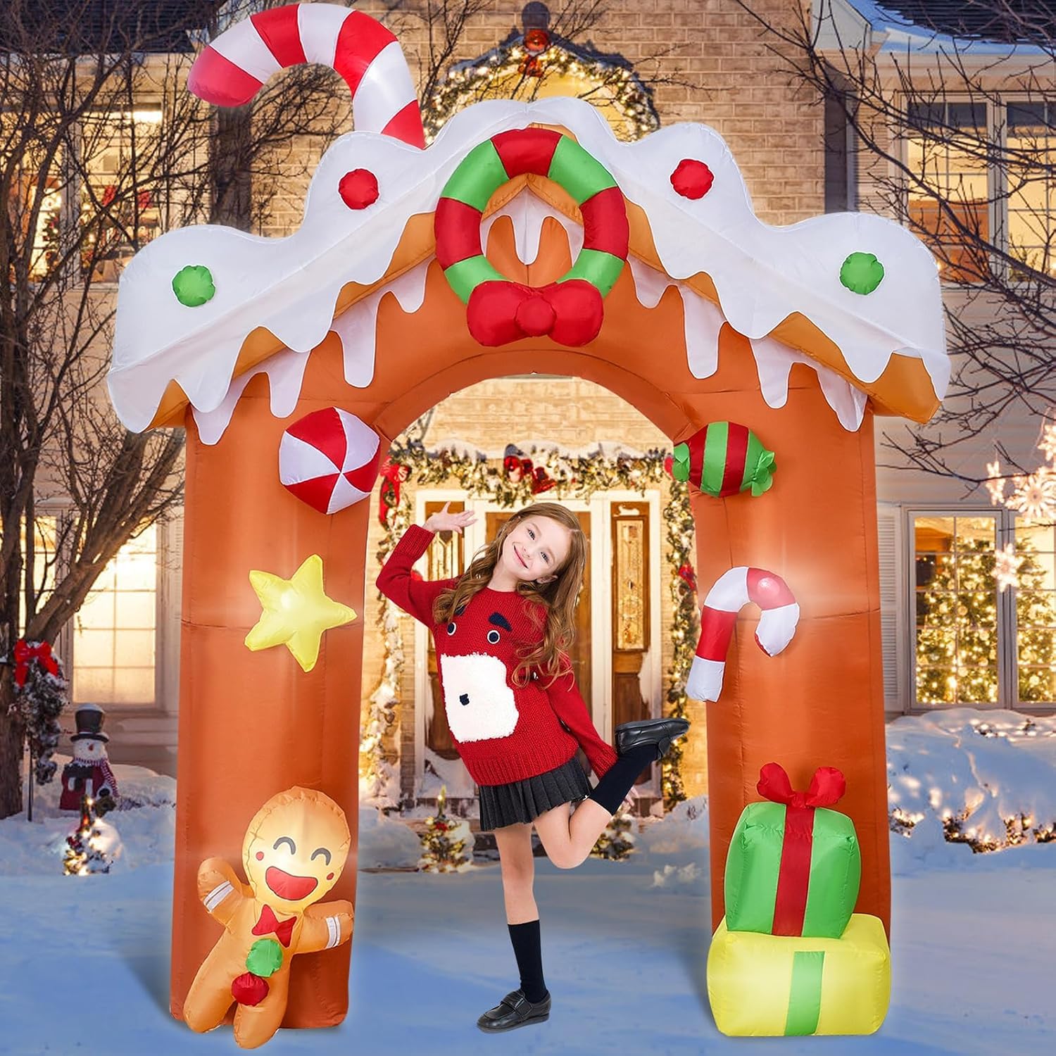 6.5FT H Animated Christmas Inflatable Tree with Santa Claus Chased by Dog Build-in LED Lights Funny Inflatable Dog Chasing Santa Claus,Blow Up Christmas Indoor Outdoor Decor