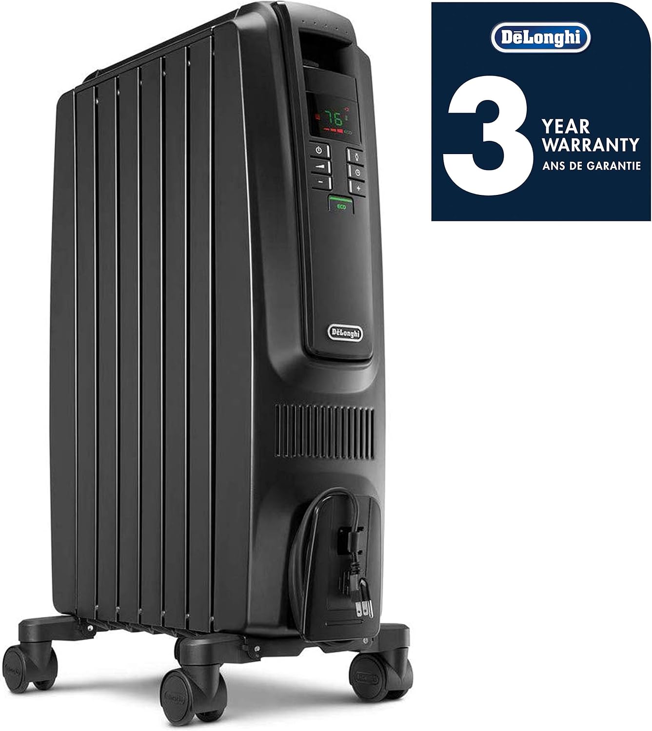 De'Longhi Dragon Digital Oil Filled Radiator Heater, 1500W Electric Space Heater for indoor use, programmable timer, Energy Saving, full room heater with safety features TRD40615E