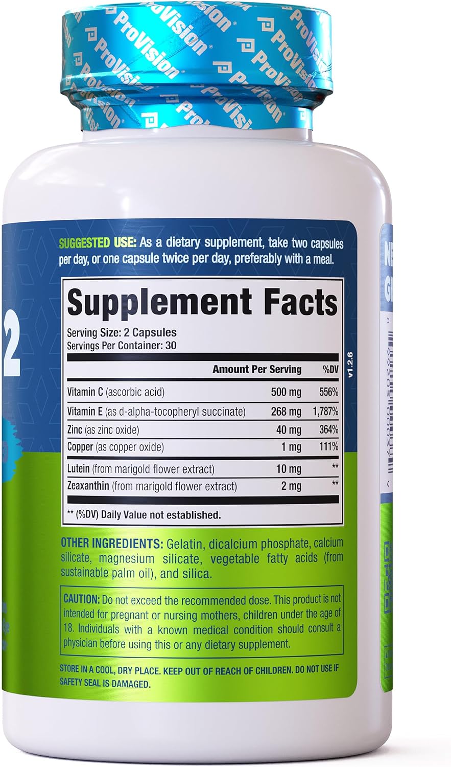 Provision AREDS 2 Eye Vitamins - Lutein and Zeaxanthin Complex, 60 Capsules | Doctor Formulated Vision Supplements for Adults with Vitamin C, E, Zinc