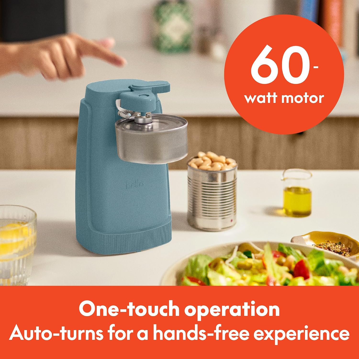 bella Electric Can Opener and Knife Sharpener, Black