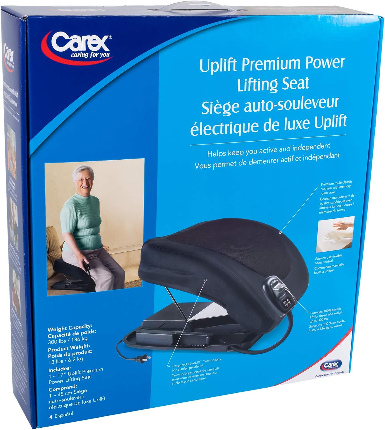 Carex Premium Power 20 inch Chair Lift for Stand Assist - Chair Lift Assist Devices for Easy Lift Assist - Fully Electric Power Seat for 100% Sit to Stand Lift Supports up to 300 lbs
