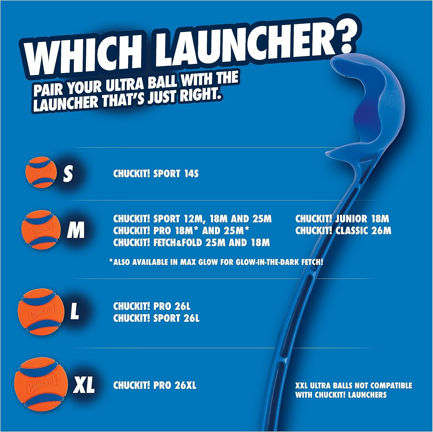 Chuckit! Pro 26L Dog Ball Launcher, 26" Length, Includes Large Ball (3") For Dogs 60-100 Pounds