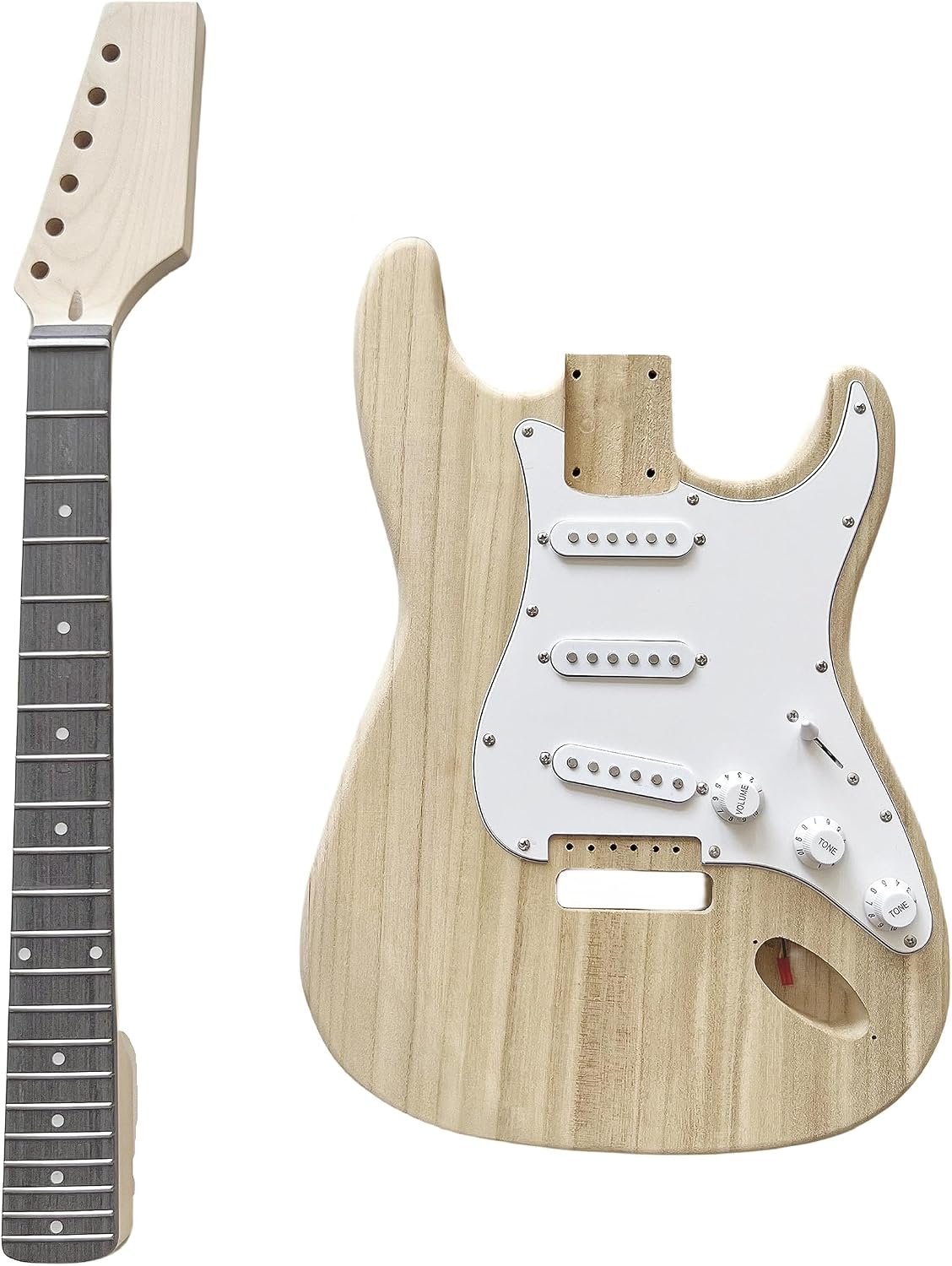 DBL ST Style DIY Electric Guitar Kit,Paulownia Body and Maple Neck