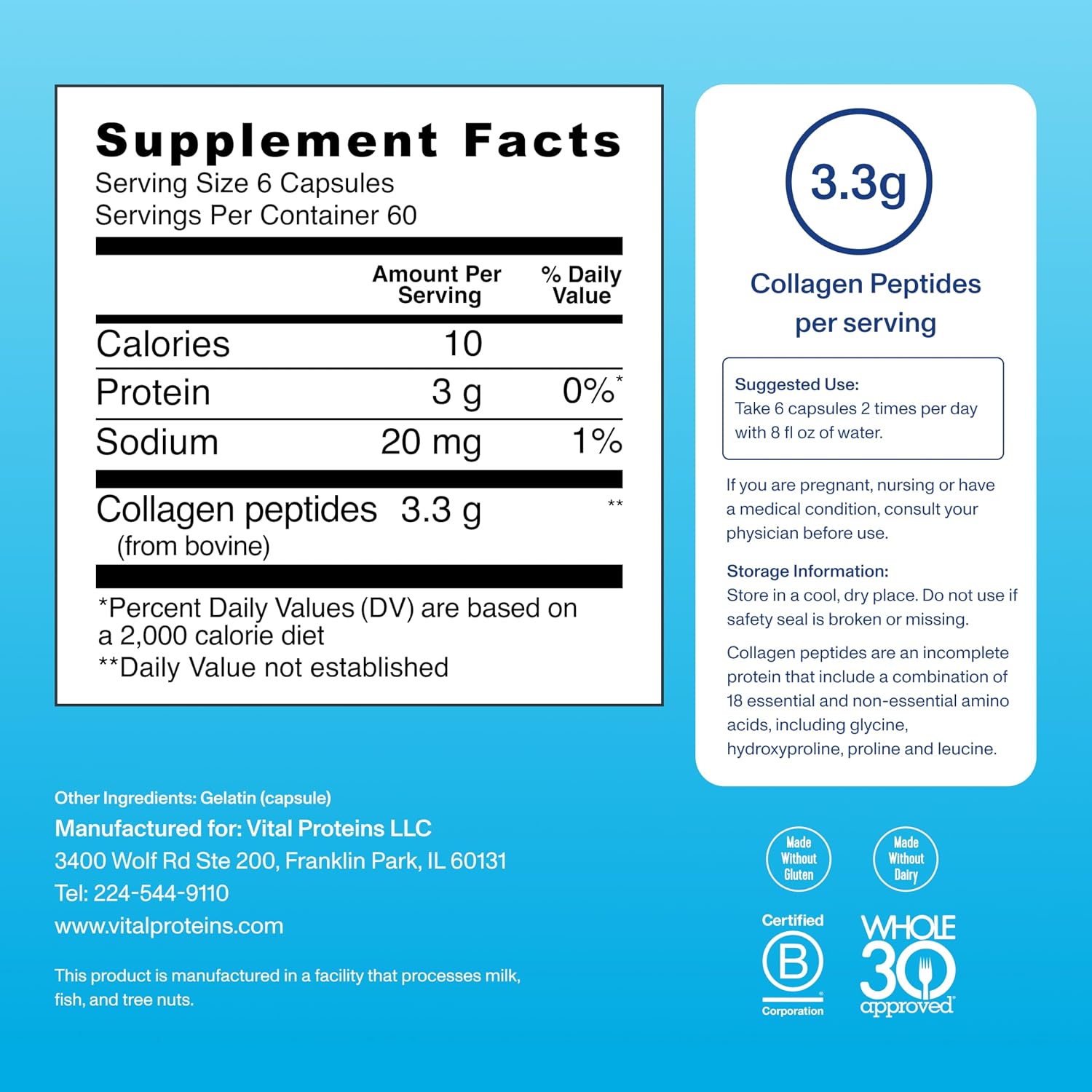 Vital Proteins Collagen Peptides Capsules for Women, Collagen Supplement 360 Capsules | Collagen Peptides Capsules, Supports Hair Skin & Nails