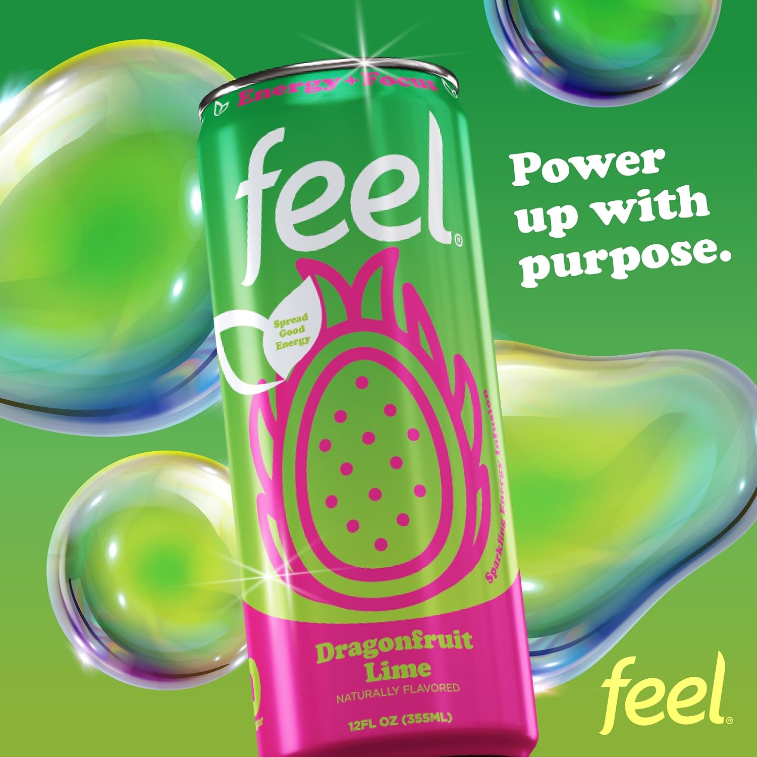 FEEL Variety Pack – Zero Sugar Sparkling Energy Drink – 3 Flavor Assortment, 140mg Plant-Based Caffeine from Green Coffee Beans + L-Theanine – Vitamin C, Vegan, Non-GMO – 12 Pack (12 Fl Oz Cans)