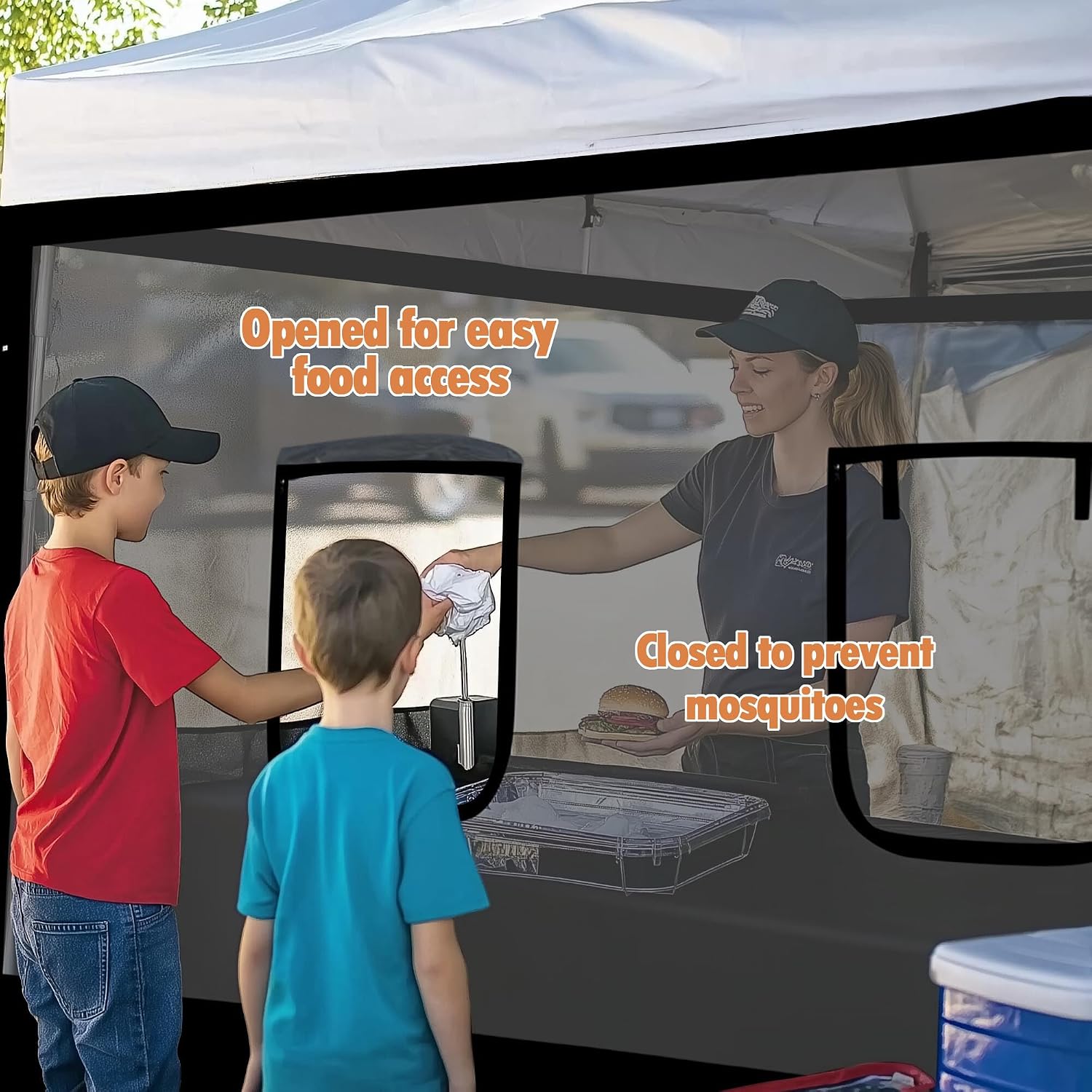 Yescom Pop Up Canopy Half Mesh Sidewall with Window 10x10Ft for Food Booth