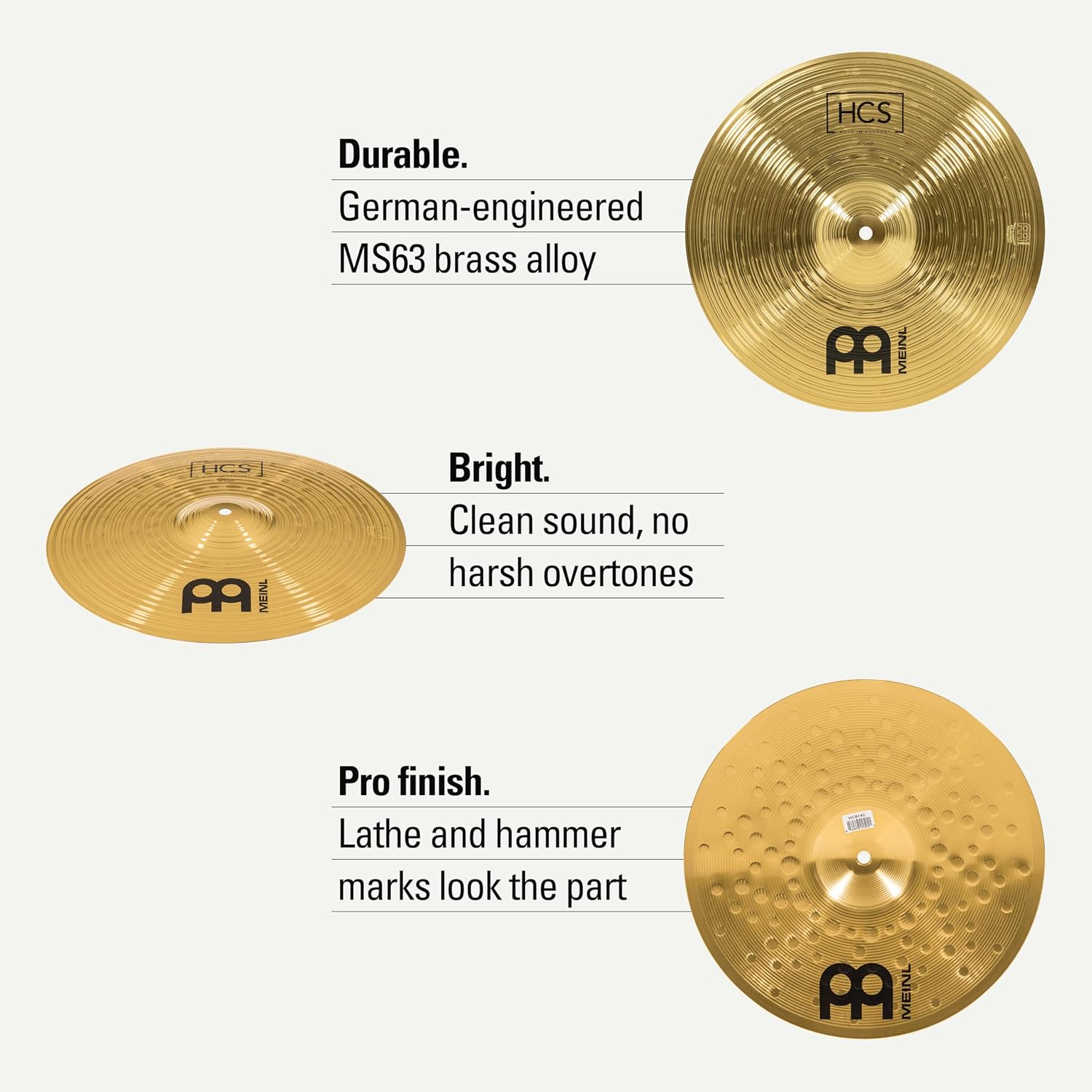 Meinl Cymbals Crash Cymbal for Drums, 14" HCS — MADE IN GERMANY | Durable Brass Alloy, Bright & Musical Sound