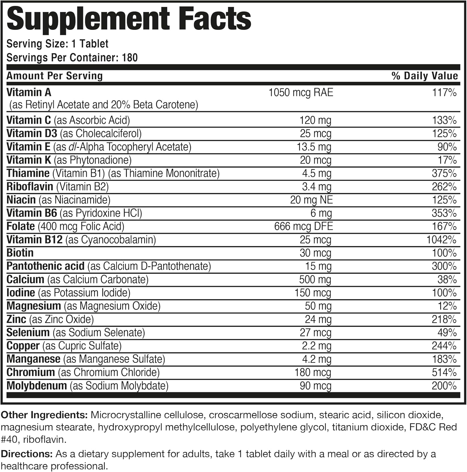 Bronson ONE Daily Women 50+ Complete Multivitamin Multimineral, 180 Tablets | Once-Daily, Targeted Nutrition For Active Women Over 50, Non-GMO, Gluten-Free, Soy-Free