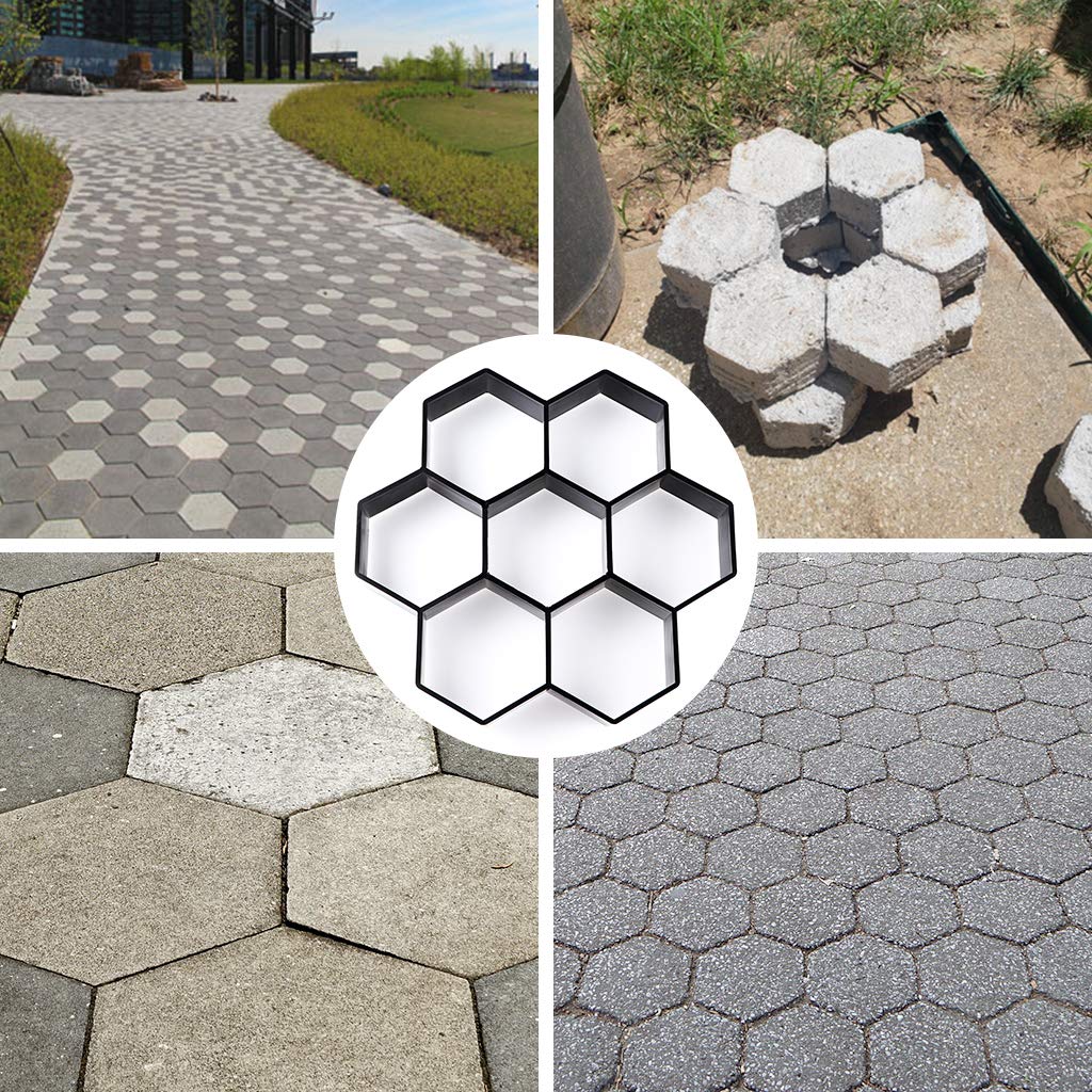 Skelang Hexagon Pavement Mold, 11.4"×11"×1.7" Reusable Walk Path Maker, Concrete Cement Pavement Mold for DIY Garden Concrete Path