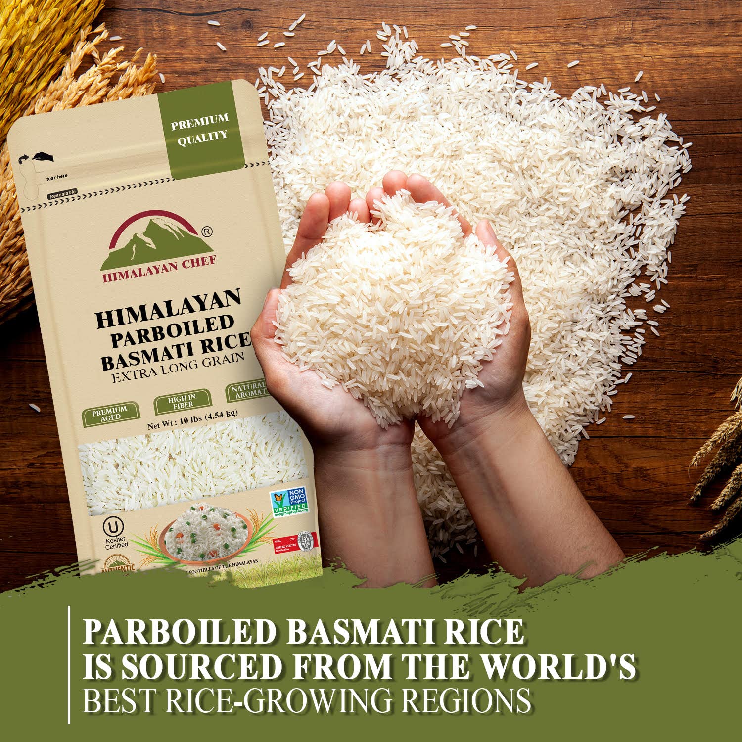 Himalayan Chef Basmati Rice,Extra Long Grain Rice Fluffy Quick Cooking Aromatic - 10 lbs.(Packaging May Vary)