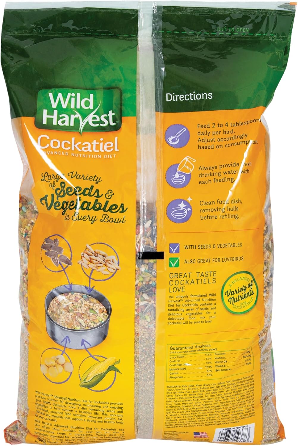 Wild Harvest WH-83541 Wild Harvest Advanced Nutrition Diet for Cockatiels, 4.5-Pound