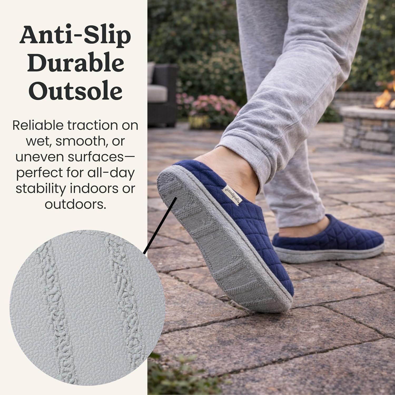 Leslie Terry Clog House Shoes with Memory Foam, Indoor Slippers with Wide Widths