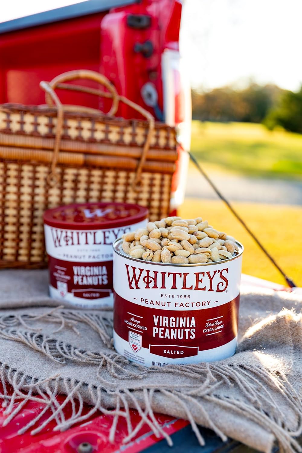 Whitley’s Salted Virginia Peanuts, Super Extra Large, Home Cooked 40 oz | Small Batch Roasted, Hand Seasoned, Vacuum-Sealed Tin, Coconut & Peanut Oil, Gluten Free, Cholesterol Free, 2.5 Pounds