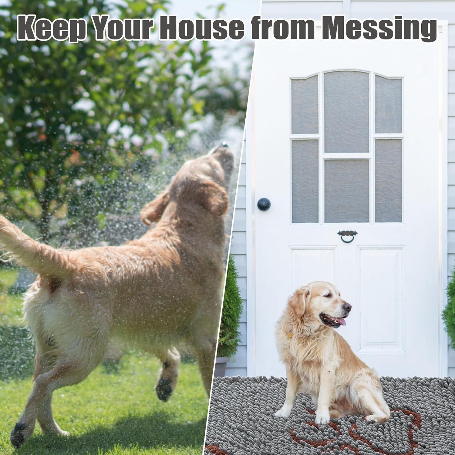 Dog Door Mat for Muddy Paws - Highly Absorbent Microfiber Pet Rug, Quick Dry Chenille Dog Runner Rug Indoor Outdoor, Non-Slip Entryway Carpet Washable Mud Mat for Dogs, Blue 60"x30"