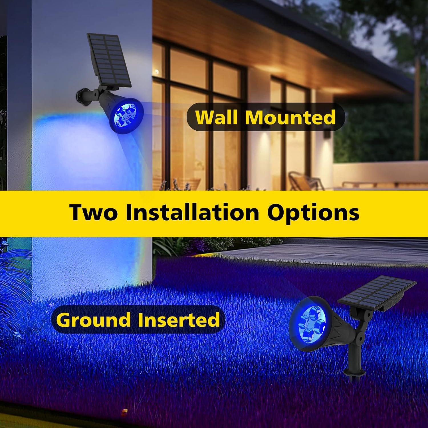 T-SUN Color Changing Solar Spot Lights Outdoor Waterproof, 7 LEDs, 2 Pack | 7 Color Changing Modes, IP65 Waterproof Dusk to Dawn Solar Uplights for Tree, Patio, Yard, Garden, Driveway, Pool Area