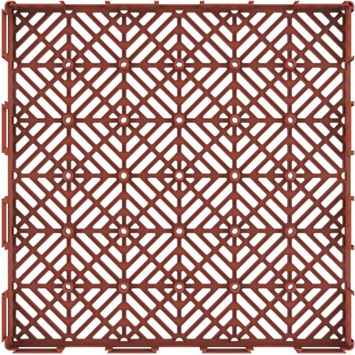 Deck Tiles - 6-Pack Pavers - Polypropylene Interlocking Patio Tiles - Outdoor Flooring for Patio, Porch, Garage, or Pool Deck by Pure Garden (Terracotta)
