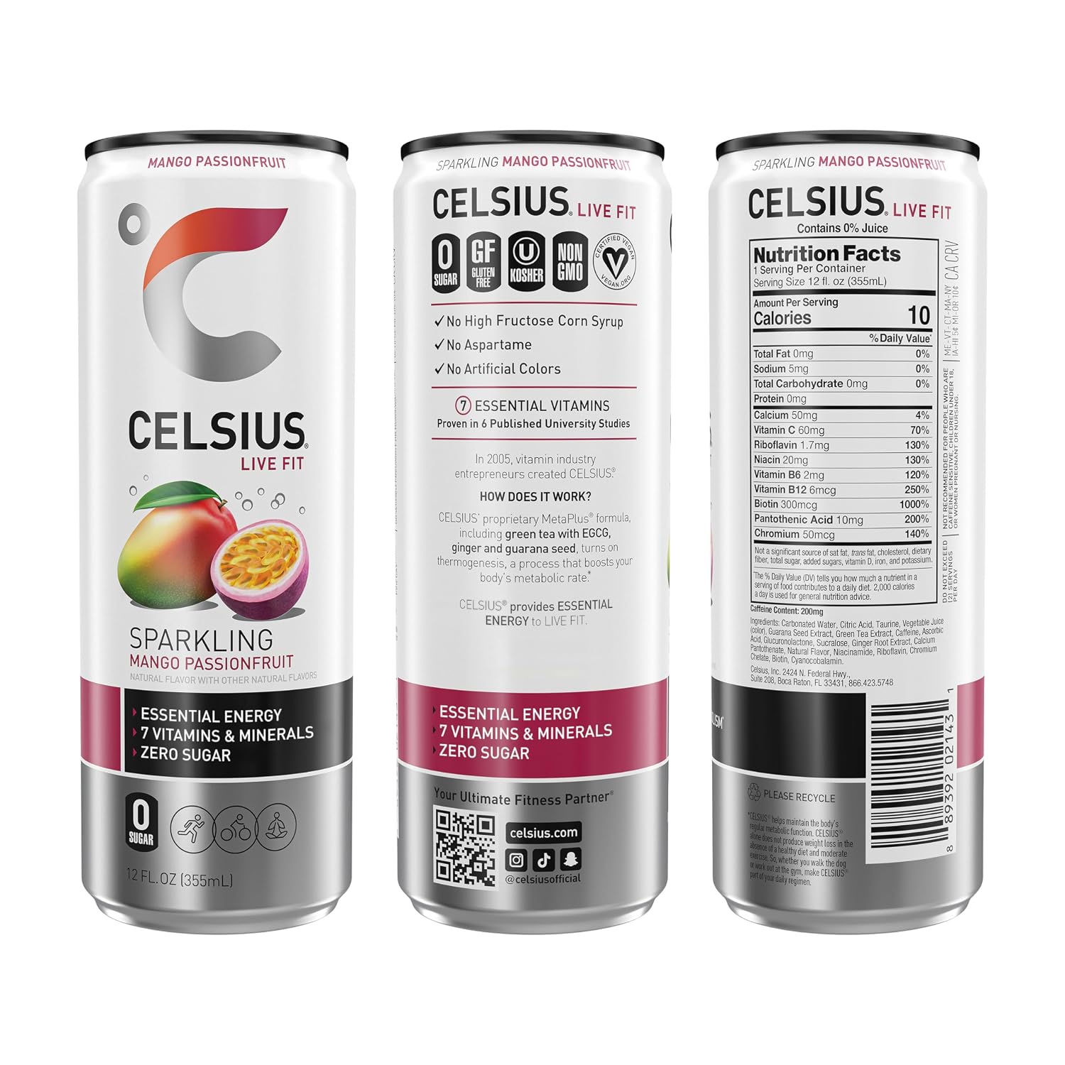 CELSIUS Sparkling Cola, Sugar Free Energy Drink, 12 Fl Oz (Pack of 12)
