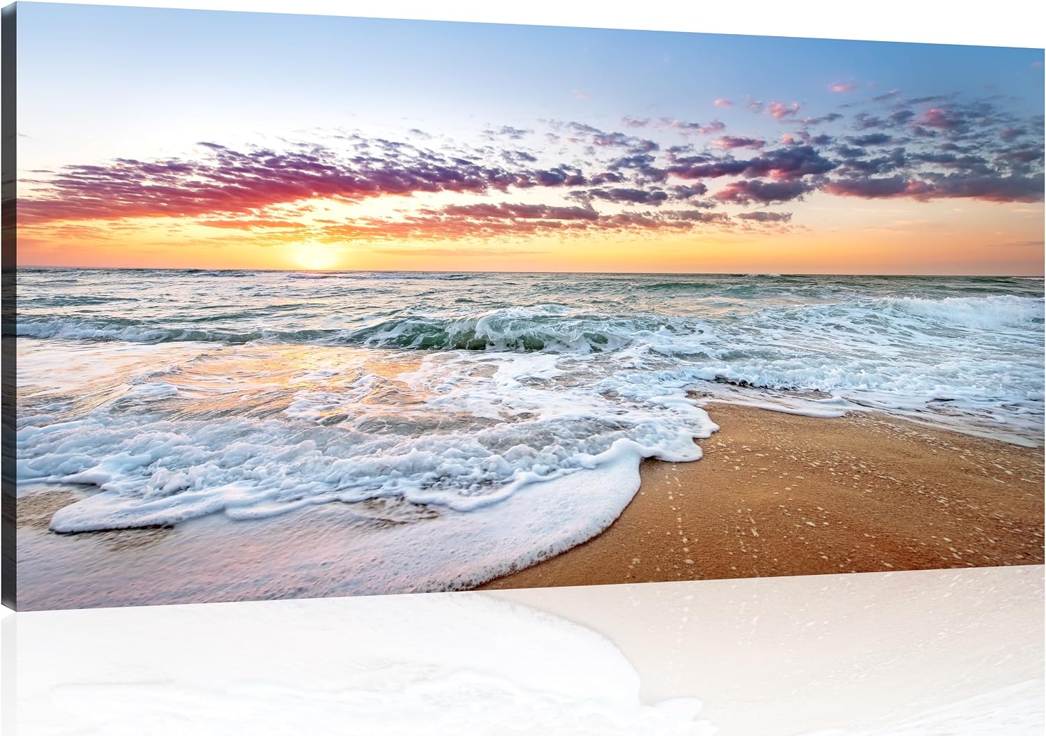 TutuBeer 3 Panel Beach Canvas Wall Art for Home Decor Blue Sea Sunset White Beach Painting the Picture Print on Canvas Seascape the Pictures for Home Decor Decoration,Ready to Hang