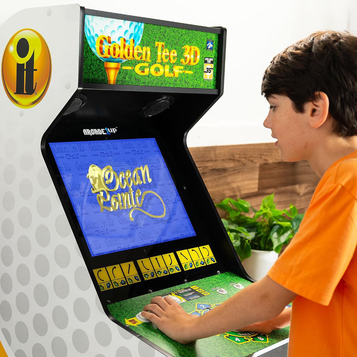 Arcade1Up Golden Tee 3D Deluxe Home Arcade, 8 Golf + Bowling Games | Over 5-Foot Video Game Machine with Trackball Controller