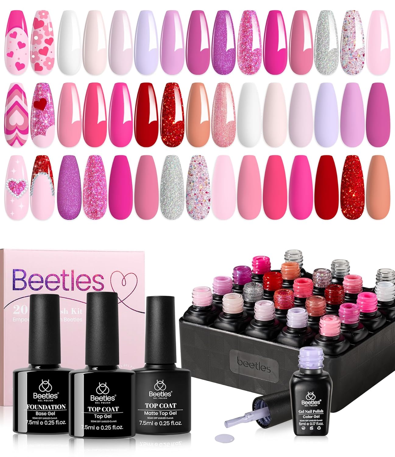 Beetles Gel Nail Polish Set with Base Glossy Matte Top Coat Macaron Gel