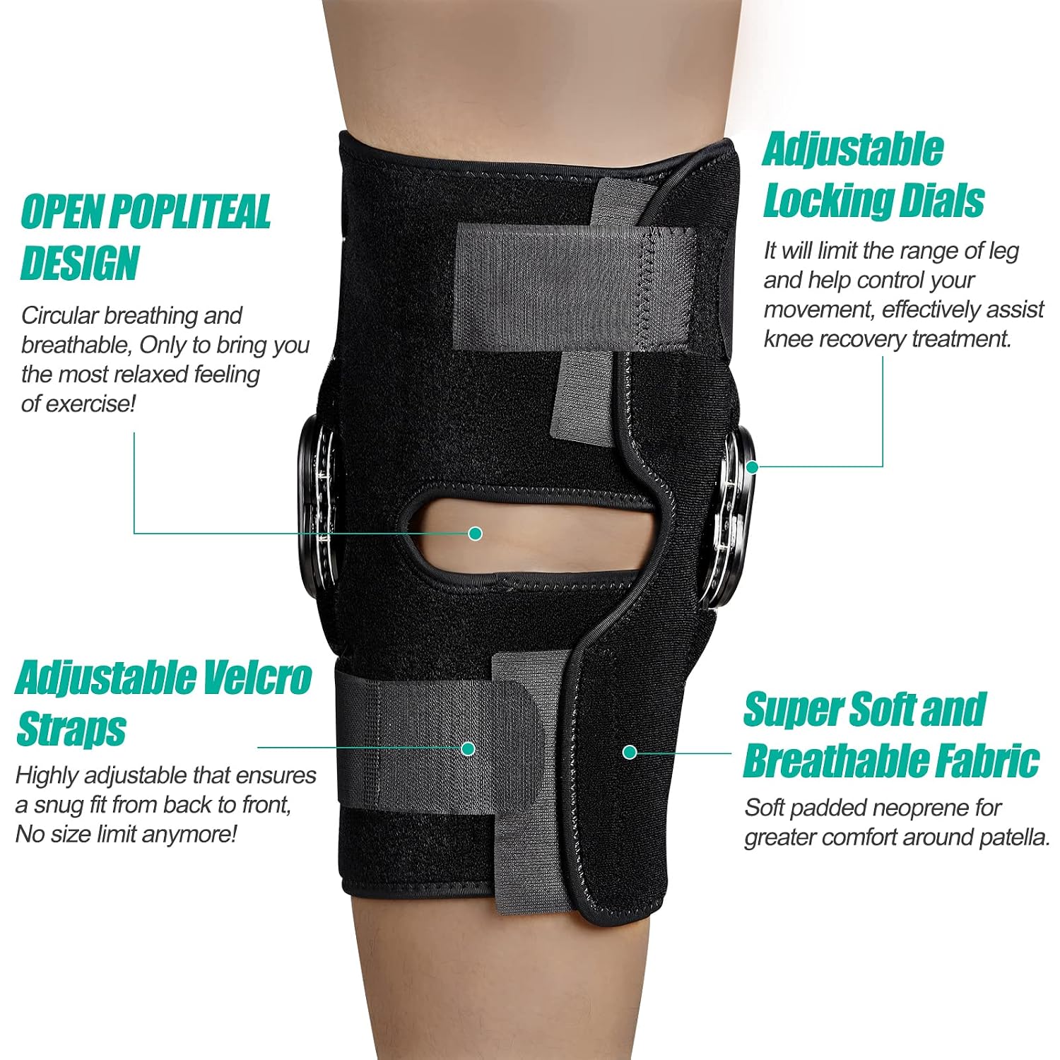 NEENCA Hinged Knee Brace, Knee Immobilizer with Locking Dials & Side Stabilizers, Medical ROM Knee Brace for Knee Pain, Arthritis, ACL, PCL, MCL