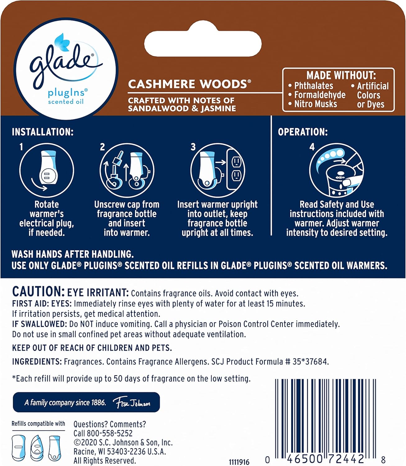 Glade PlugIns Refills Air Freshener, Scented and Essential Oils for Home and Bathroom, Tranquil Lavender & Aloe, 1.34 Fl Oz, 2 Count