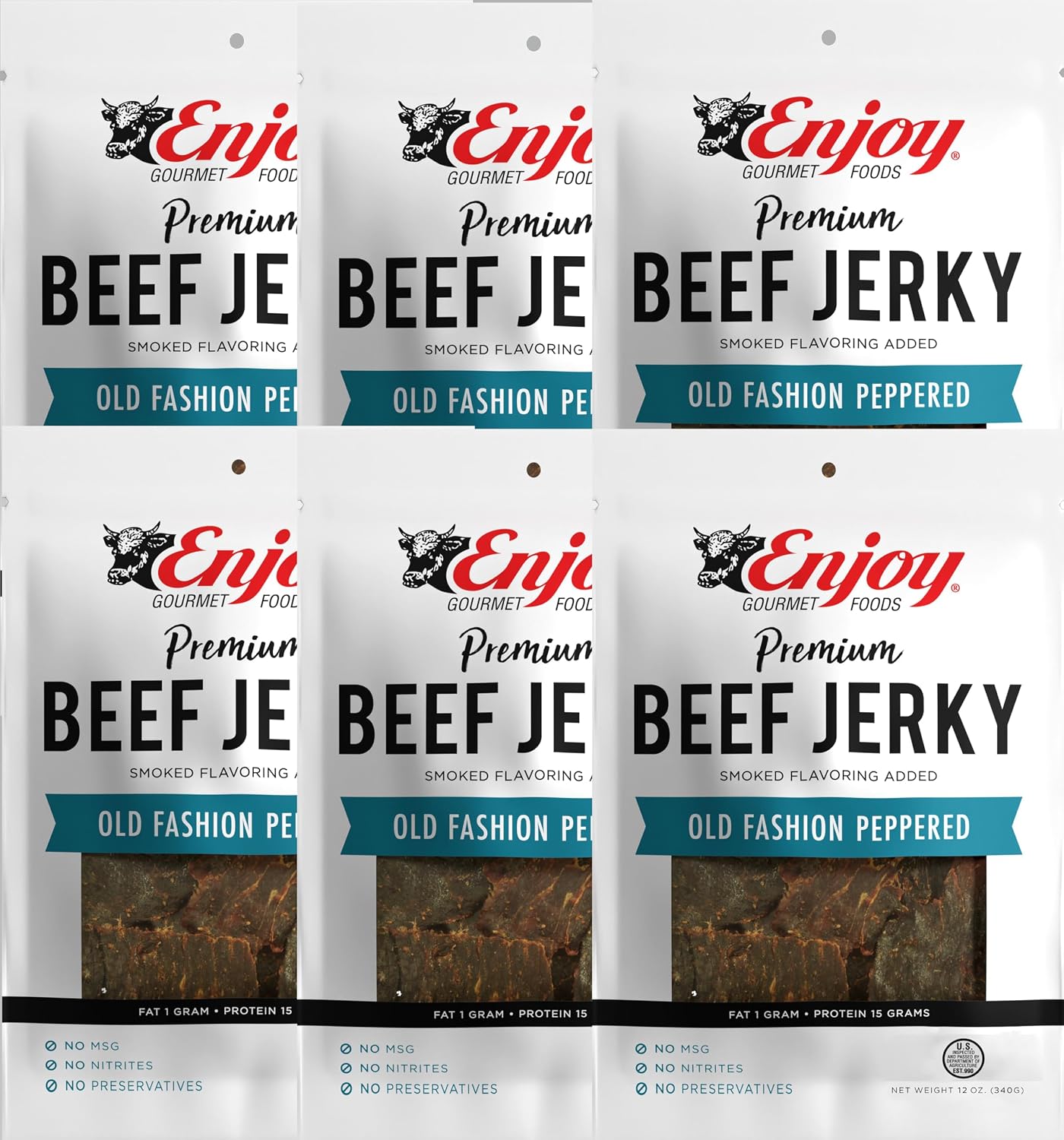 Enjoy Peppered Beef Jerky 8 oz (Pack of 1) | High Protein | No Nitrites