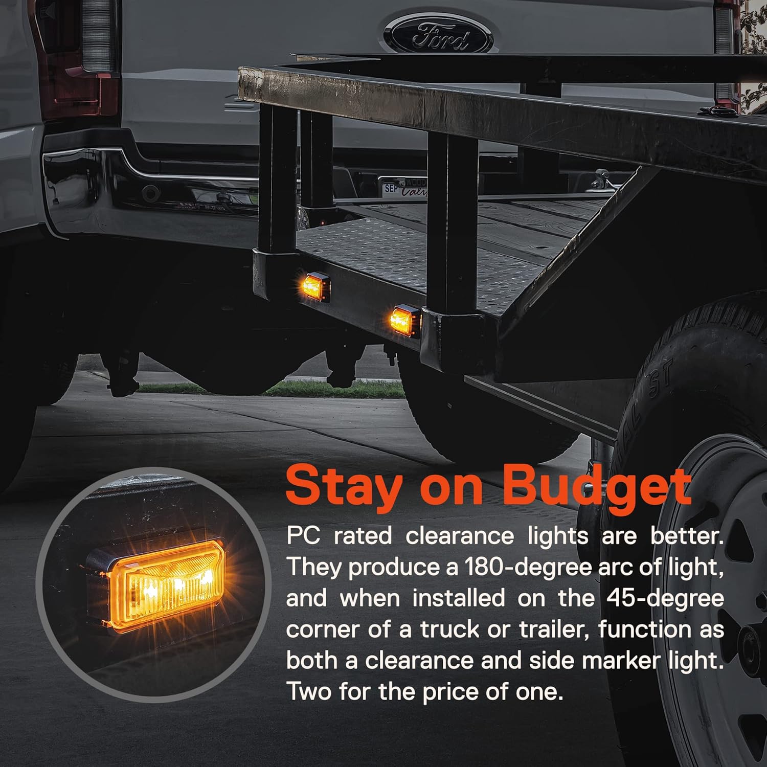 TRUE MODS 2pc 2.5" Amber Rectangle LED Trailer Marker Lights for Truck RV