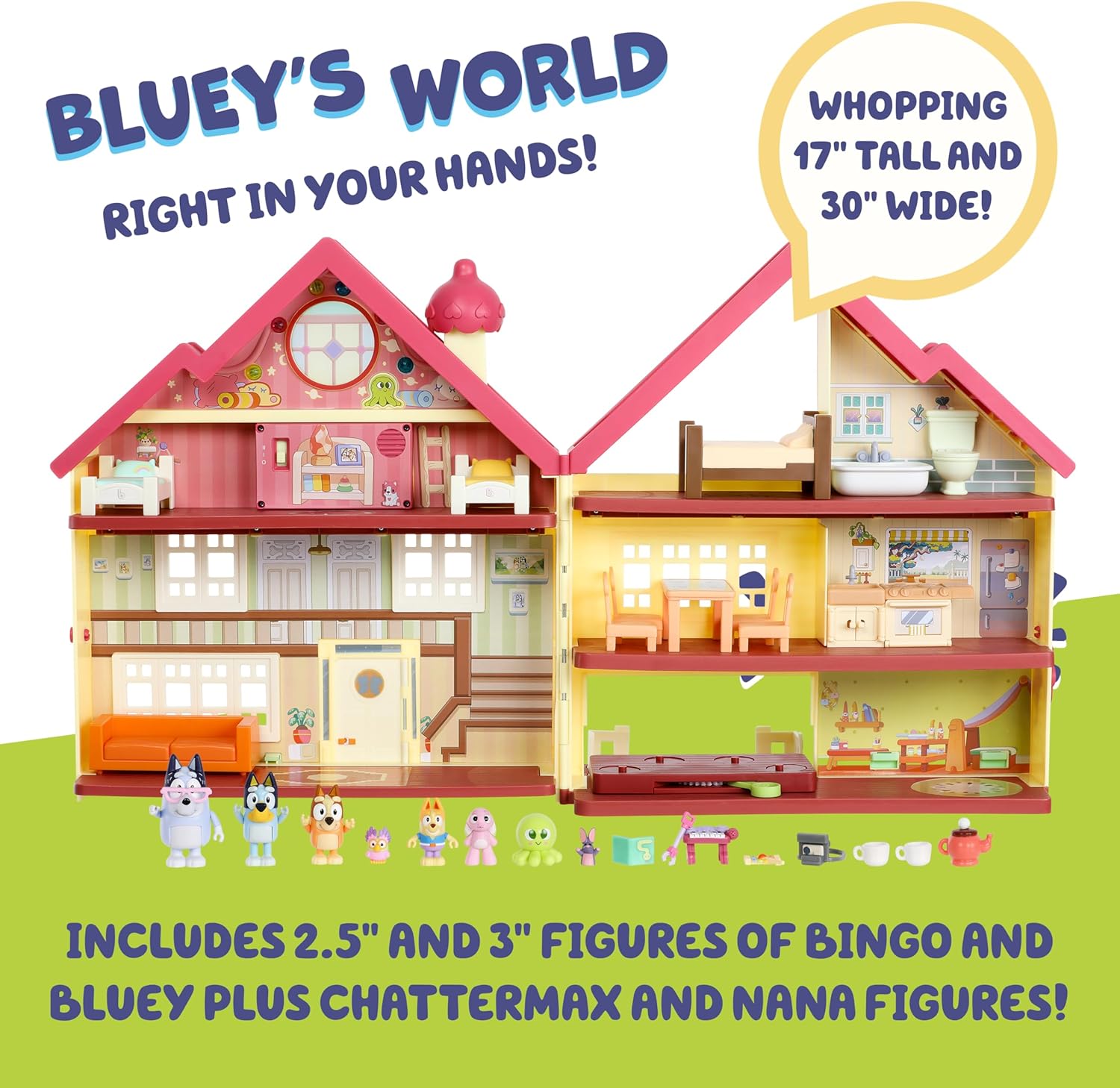 Bluey Toy House Mega Bundle, Family Home & BBQ Playhouse, Ages 3-5