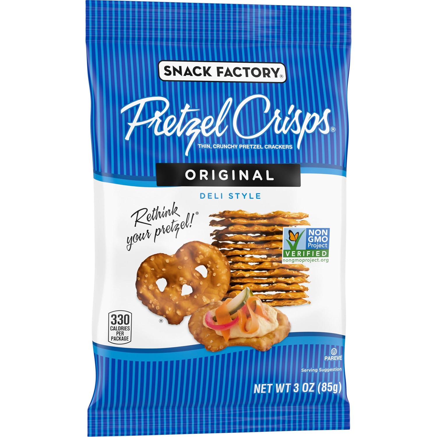 Snack Factory Original Pretzel Crisps, Non-GMO, 14 oz Party Size Bag