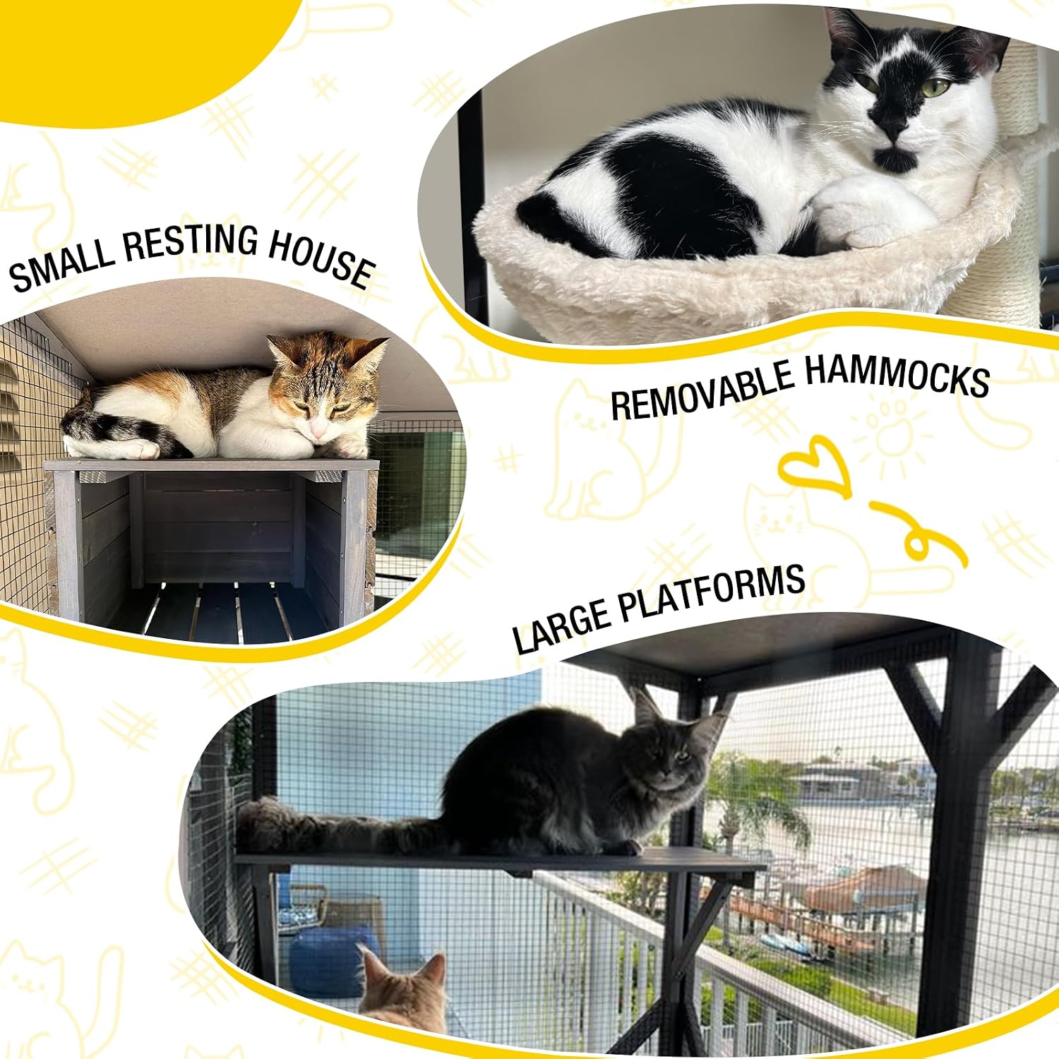 Aivituvin Cat House Outdoor Cat Catio Wooden Large Enclosure with Run on Wheels 70.9" Upgraded Version Catio with Reinforcement Strip