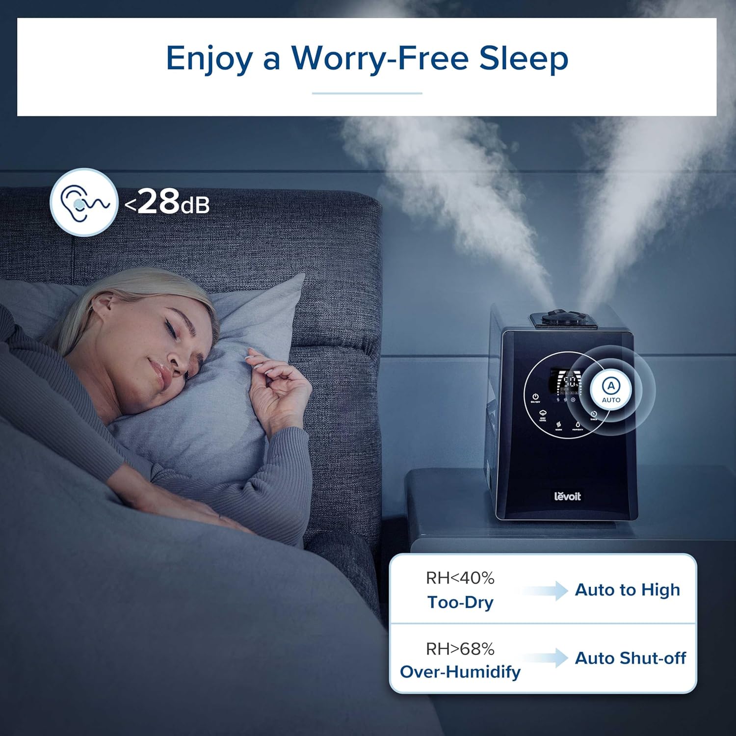 Levoit Humidifiers for Bedroom Large Room, 6L, 60H Runtime, 26dB, Smart App