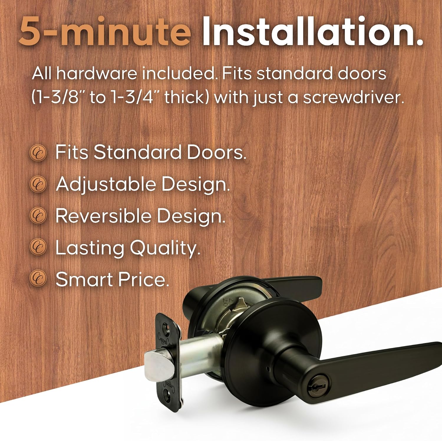 Copper Creek DL1231SS Daley Push Button Privacy Door Lever, Satin Stainless