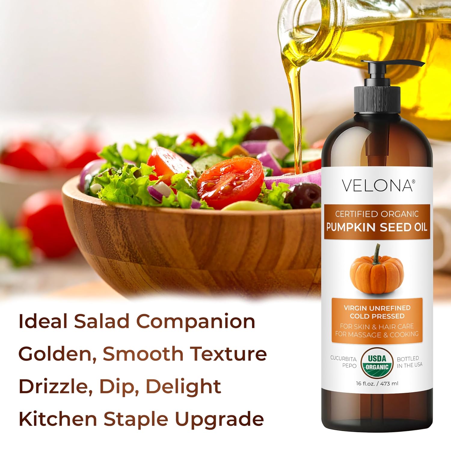 velona USDA Organic Pumpkin Seed Oil - 1 Gallon / 128 fl oz, Cold Pressed