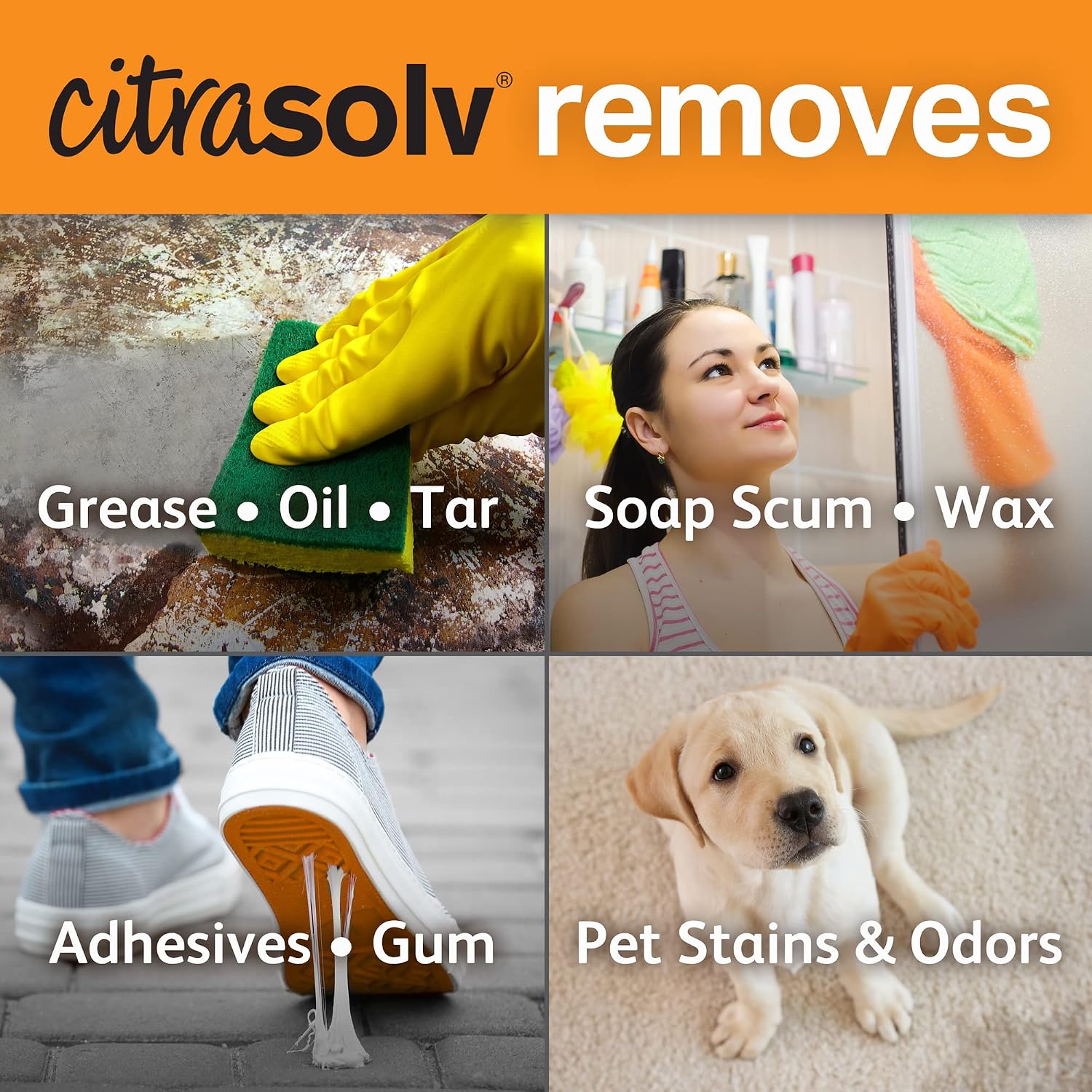 Citra Solv Concentrated Cleaner & Degreaser, Deodorizer, Home & Outdoor, Adhesive Remover, Paint Thinner, Natural Orange Oil, Valencia Orange 8 Fl Oz