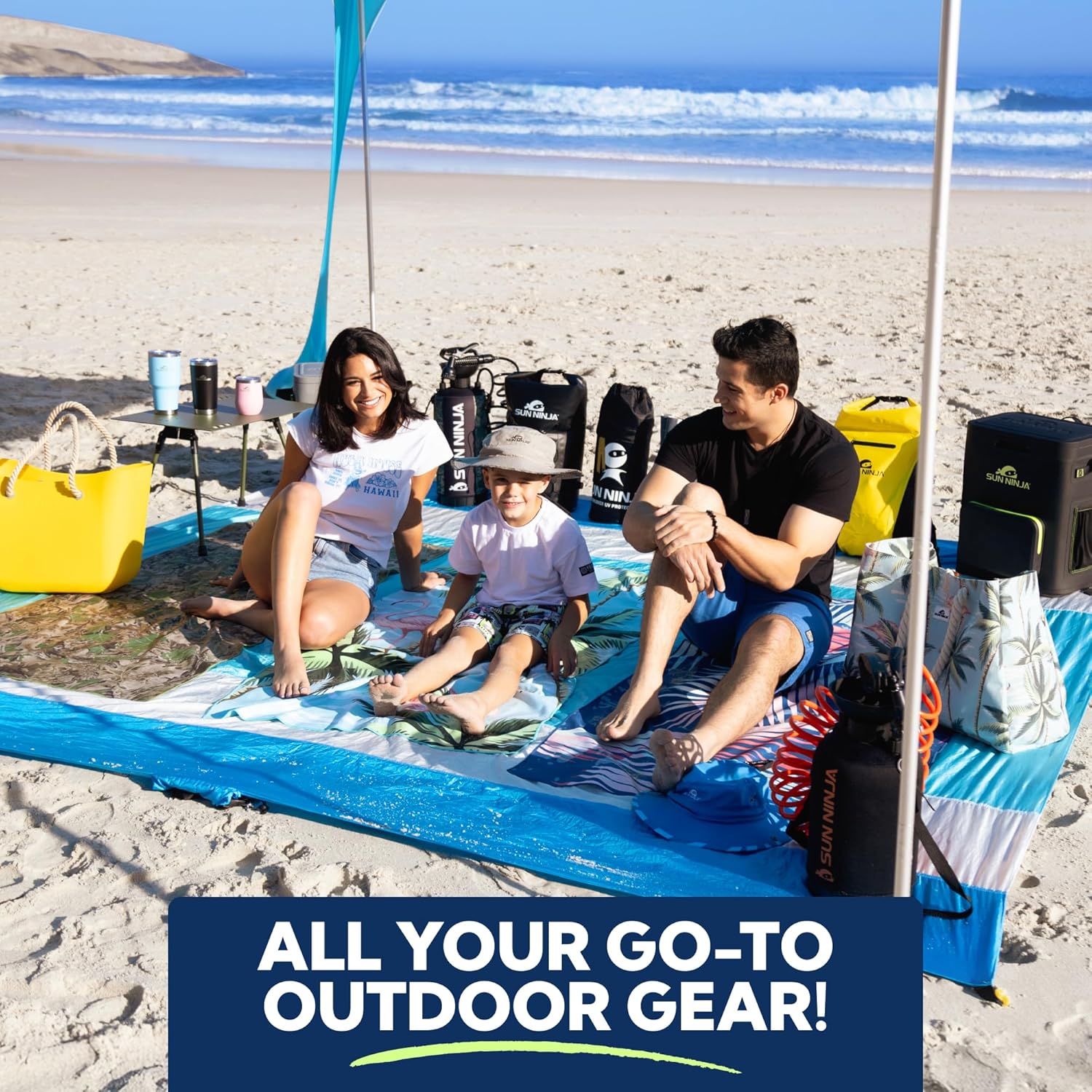 SUN NINJA Beach Tent Sun Shelter, Beach Shade Canopy with UPF50+ Protection