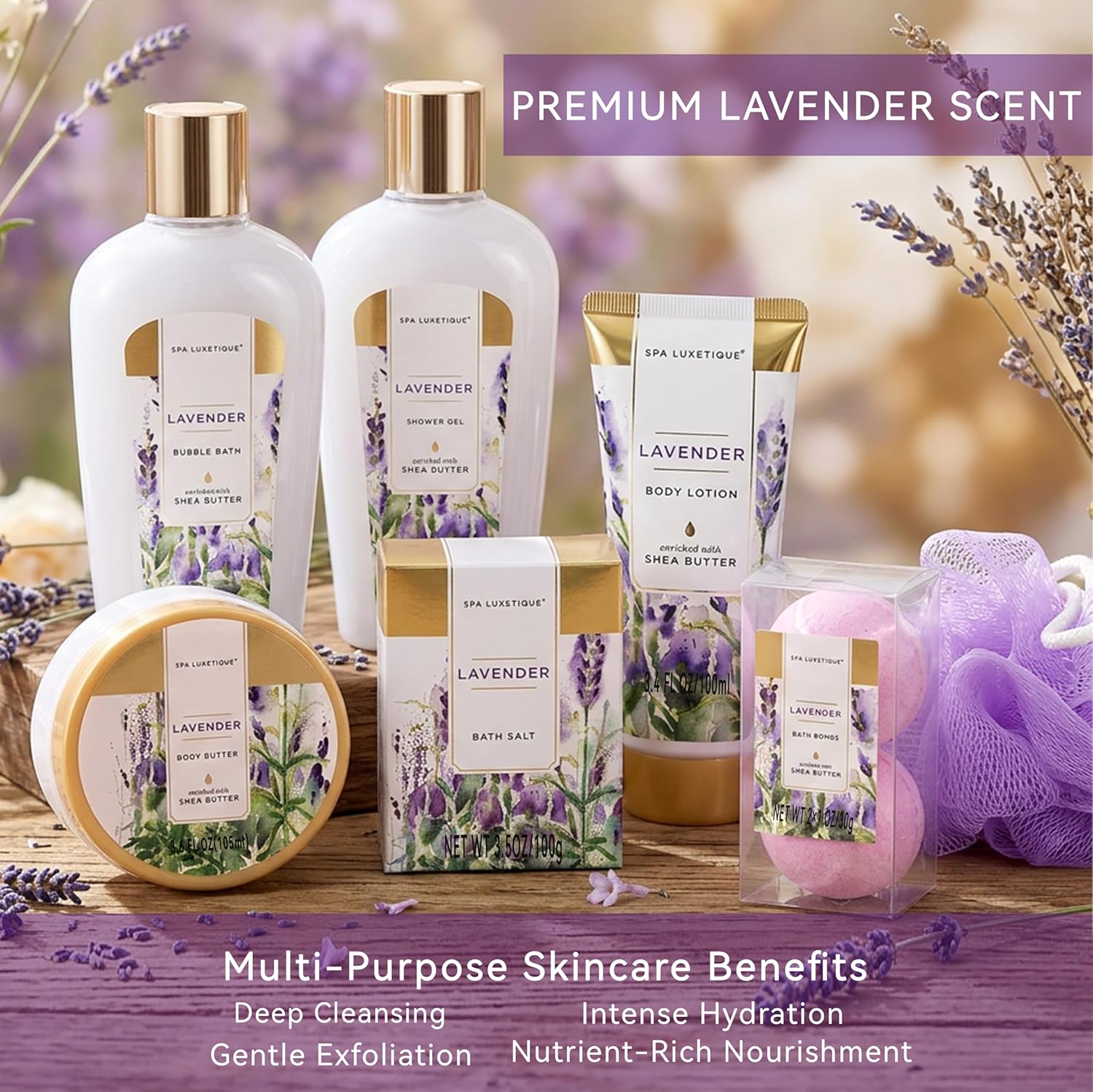 Self Care Gifts for Women, Spa Luxetique 8pcs Daisy Bath and Body Gift Baskets for Her, Bath Set with Bubble Bath, Lotion, Christmas Gifts for Mom